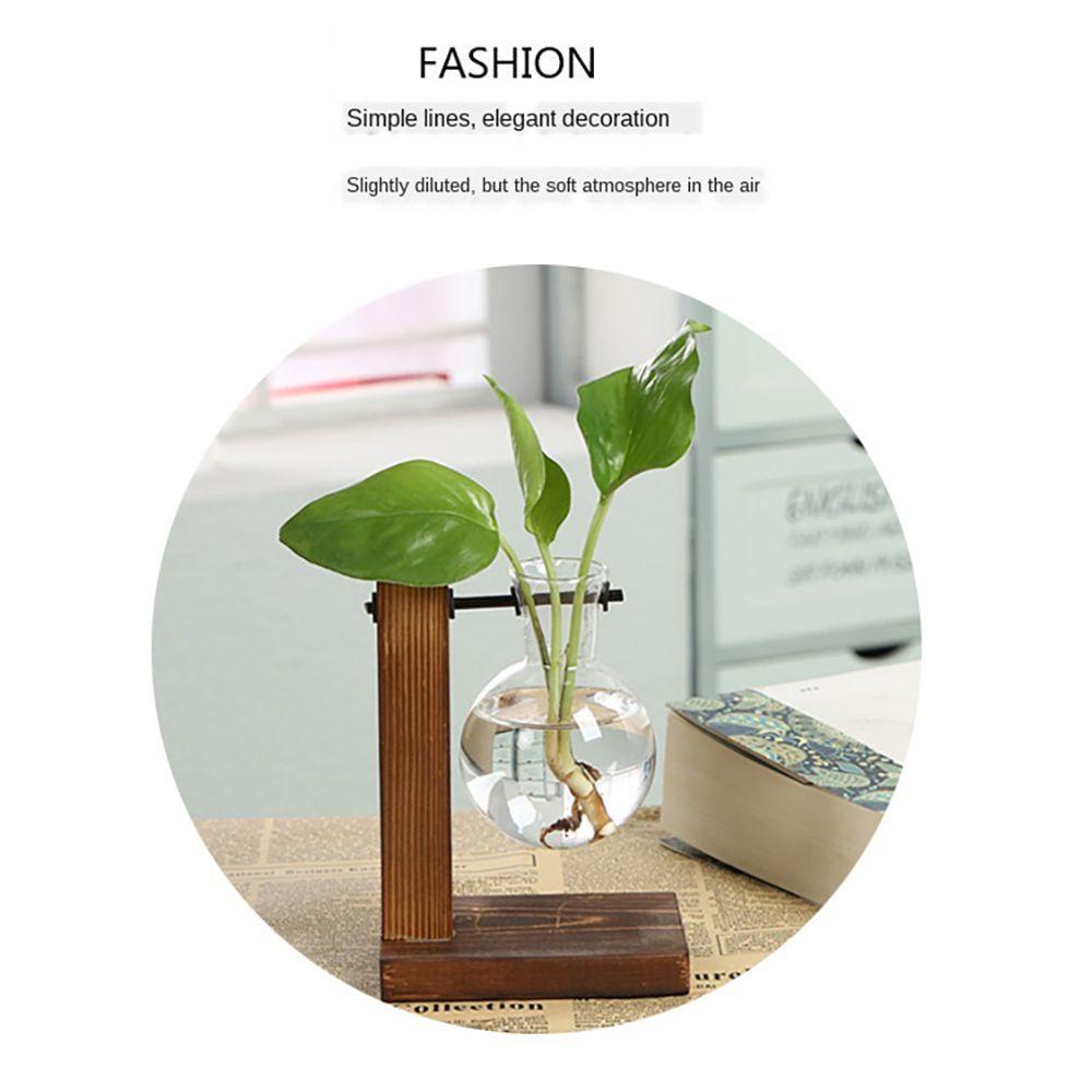 Chậu Kính Trồng Cây Để Bàn Khung Gỗ Kiểu Vintage Trang Trí Nhà Cửa