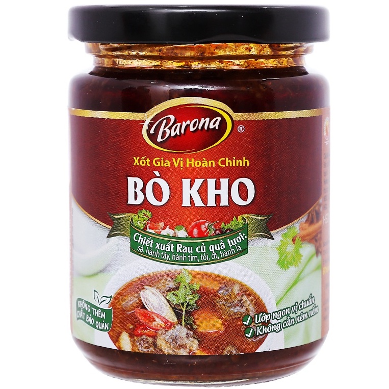 Xốt gia vị hoàn chỉnh bò kho / thịt nướng / sườn xào chua ngọt Barona hũ thủy tinh 250g