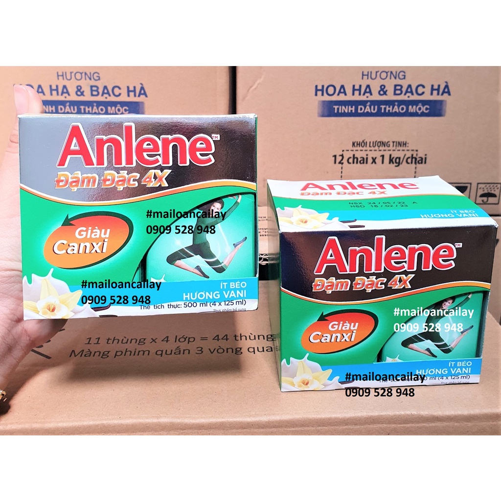 Lốc sữa Anlene nước (4 hộp x 125ml) hương Vani ít béo