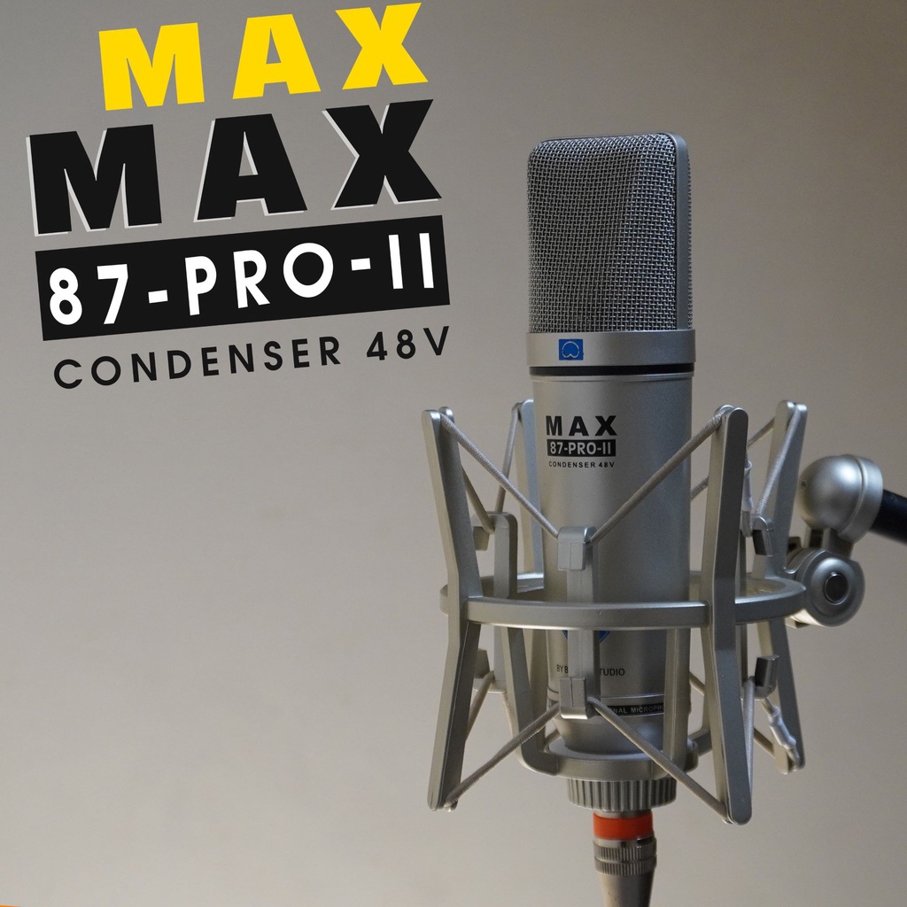 Micro thu âm Max 87-Pro-II 48V livestream chuyên nghiệp - Condenser microphone - Dùng cho phòng thu, karaoke sân khấu