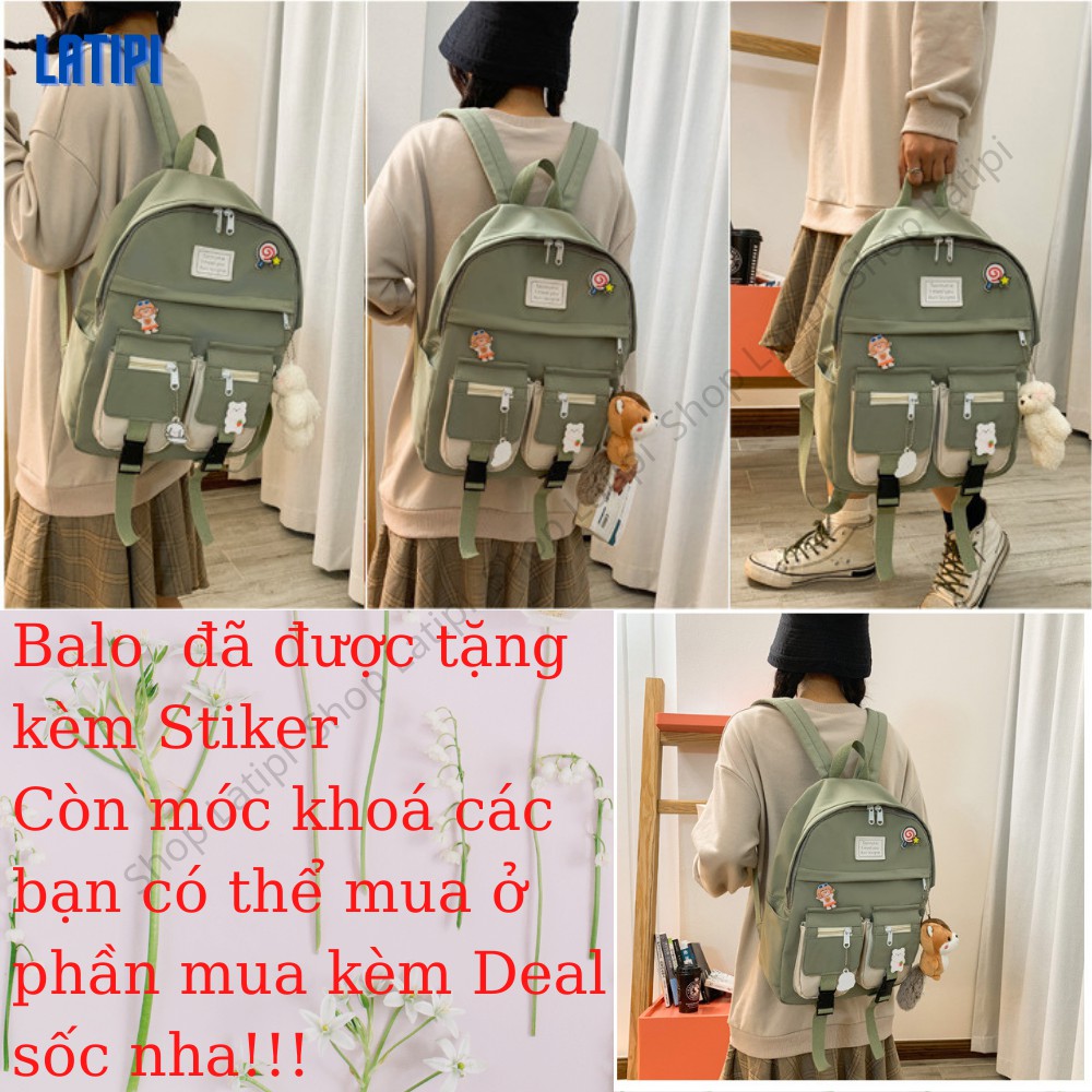 Balo Nữ Thời Trang TẶNG KÈM STIKER Balo Đi Học Ulzzang Cao Cấp Chenhao Phong Cách Hàn Quốc 2021 BL12