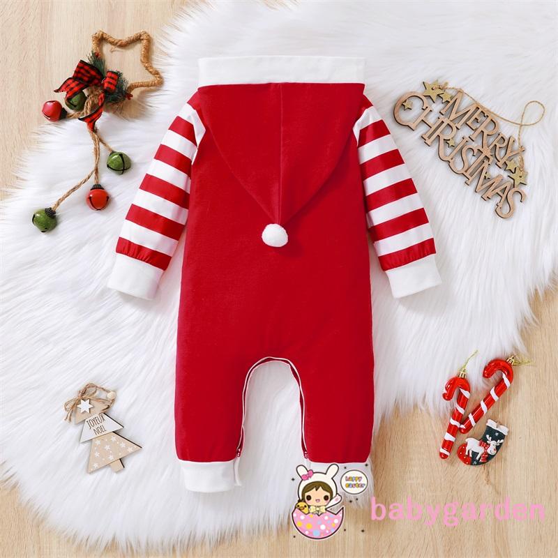 Áo Liền Quần Tay Dài Có Nón In Chữ Màu Sắc Tương Phản Dành Cho Bé 0-18 Tháng Tuổi