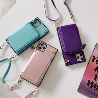 Ốp Lưng Da Có Dây Đeo Chéo Cho Iphone 11 12 Pro Max