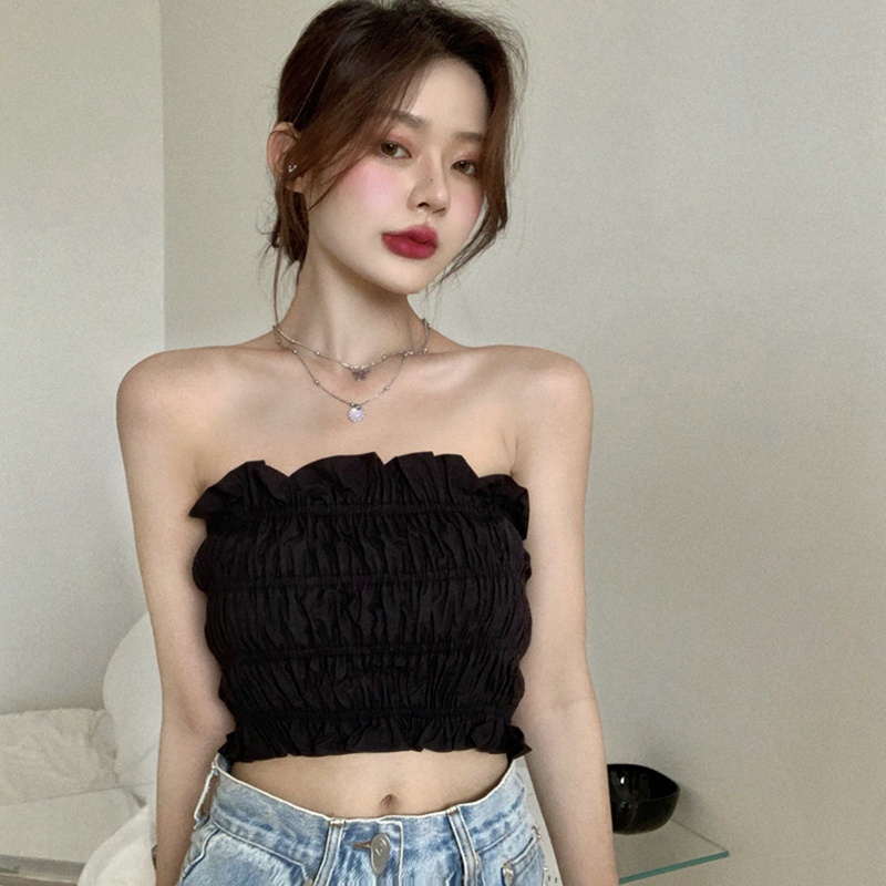 Áo Ống Co Giãn Thiết Kế Xếp Ly Thời Trang Mùa Hè Quyến Rũ Cho Nữ