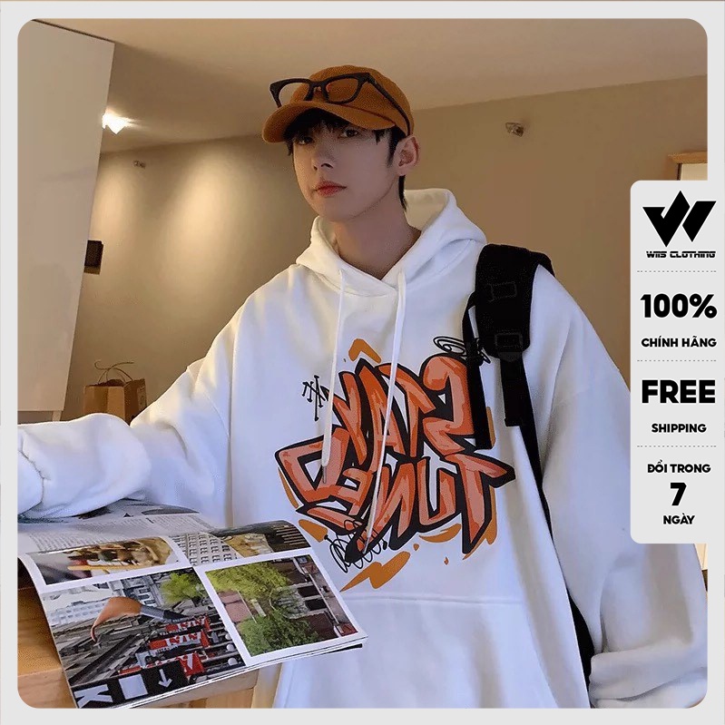 Áo hoodie unisex WIIS form rộng nỉ nam nữ STAY TUNED HD11 thời trang thu đông oversize