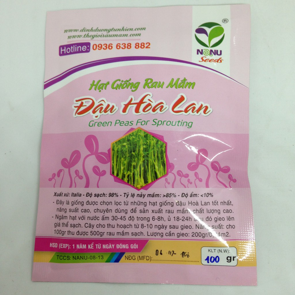 Hạt giống mầm đậu Hà Lan -100gr_ Thế Giới Rau Mầm_thegioiraumam.com