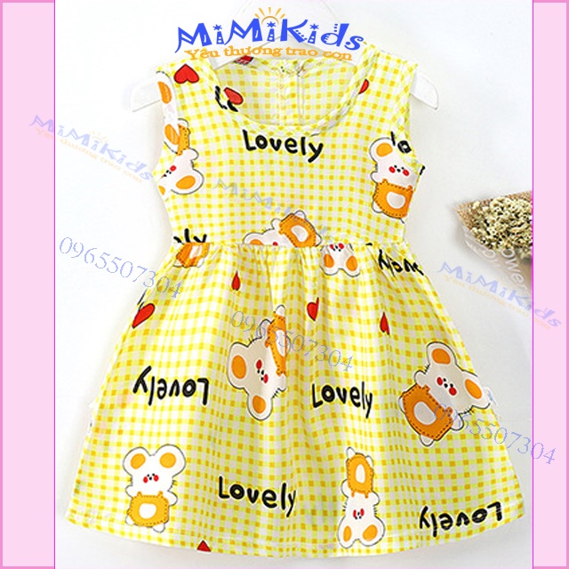 Váy bé gái / Đầm bé gái sát nách 6-8 tuổi, chất lanh lụa thoáng mát