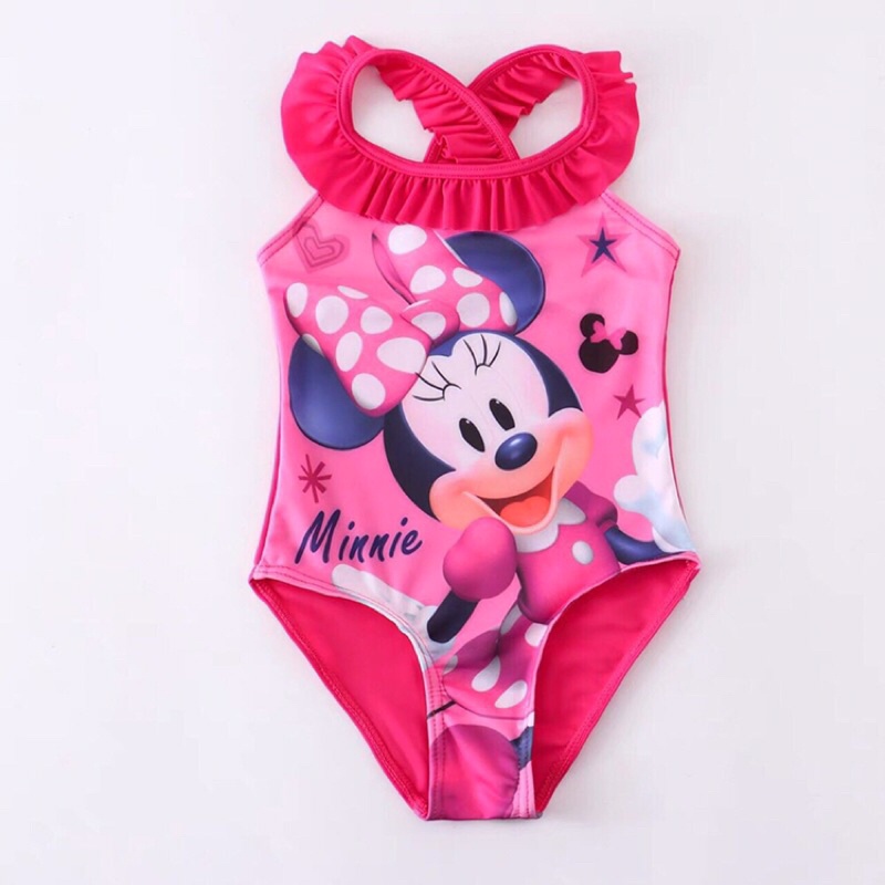 Bộ bơi bikini 1 mảnh liền thân hoạ tiết mickey chéo lưng cho bé gái 10-20kg