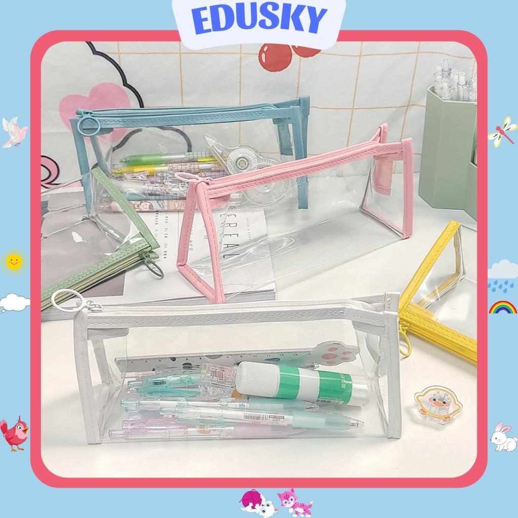 Túi Đựng Bút Trong Suốt EDUSKY Hộp Bút Kích Thước Lớn Đựng Mỹ Phẩm Và Nhiều Dụng Cụ Học Tập