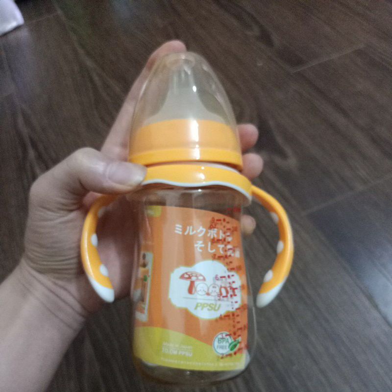 Bình sữa PPSU-TOOM có tay cầm tặng kèm van chống sặc, ống hút, 1 núm ty thay thế