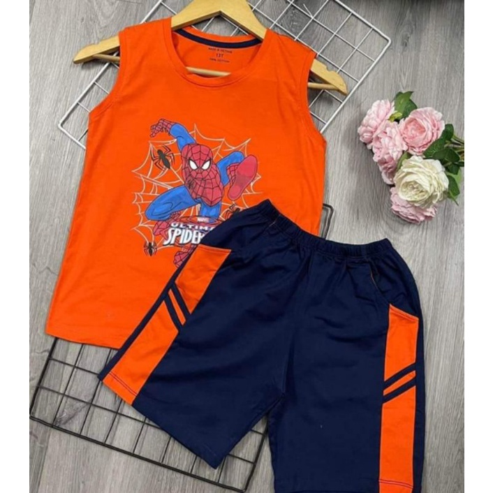 Bộ ba lỗ bé trai size đại hàng công ty chất cotton loại 1 dày dặn co dãn 20-35kg