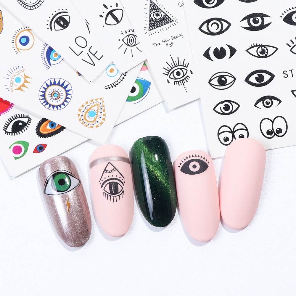 (Hàng Mới Về) 1 Tờ Miếng Dán Trang Trí Móng Tay Hình Mắt Quỷ Stz818-823