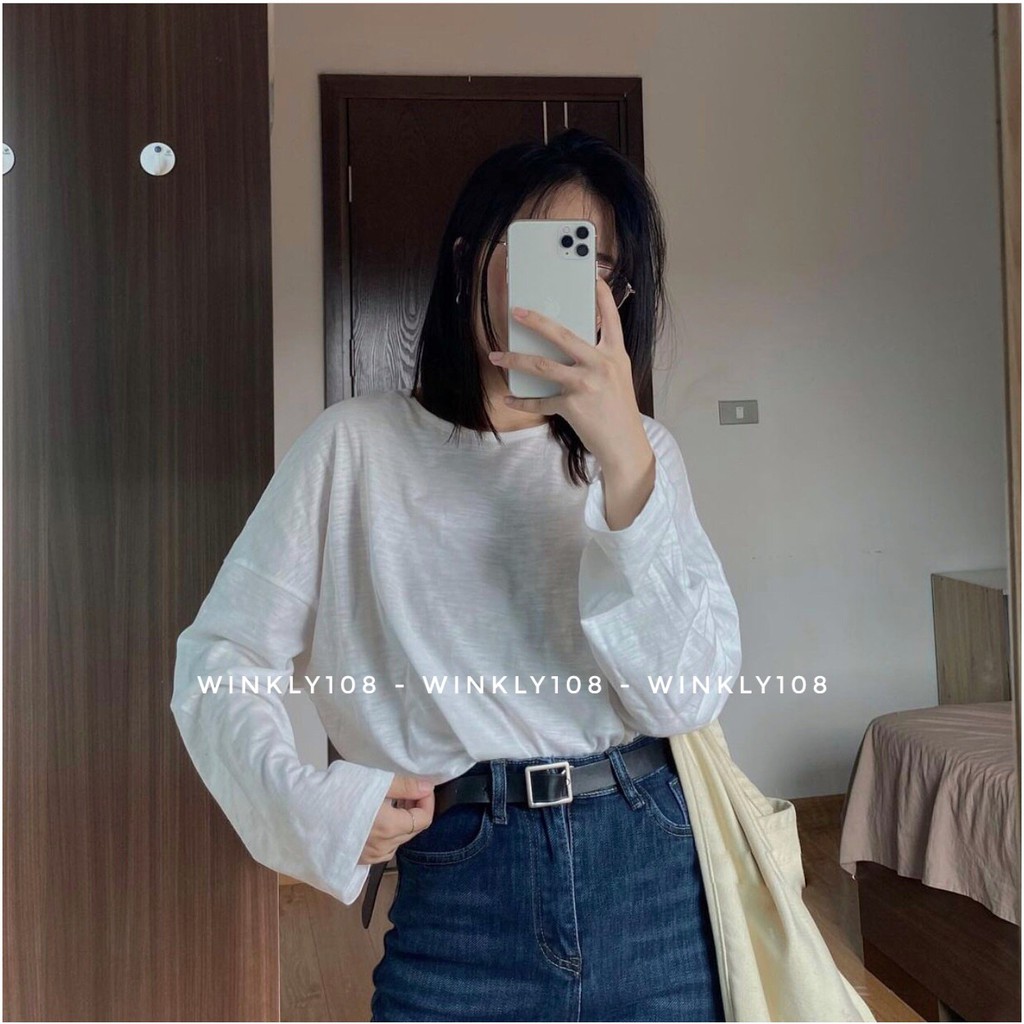 [Ảnh thật] Áo phông trơn dài tay basic ulzzang