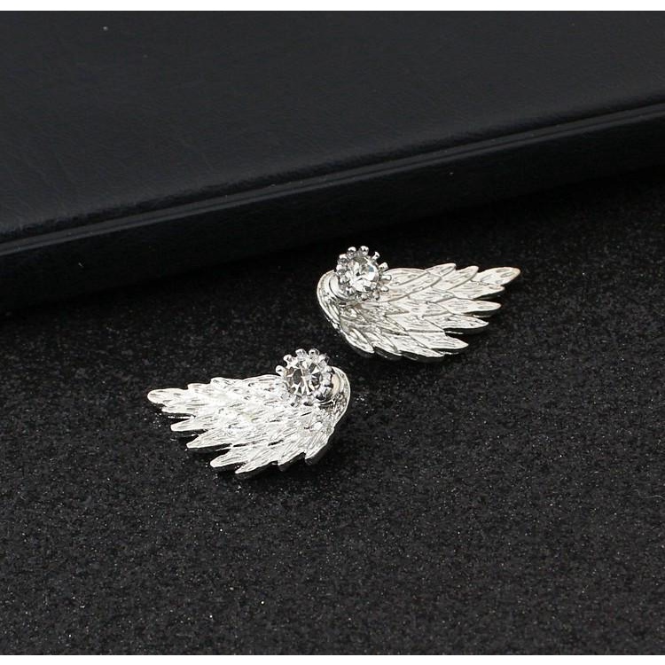 Bông Tai Hình Cánh Thiên Thần Phối Tua Rua Đính Đá Thời Trang Cho Nữ