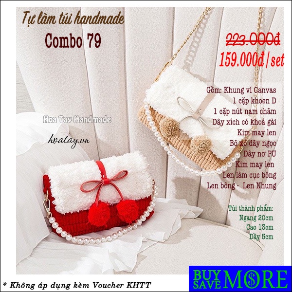 Combo 79- Tự làm túi đan len handmade Cherry, Bộ nguyên liệu đầy đủ.Túi handmade tiktok - Hàng có sẵn, có hướng dẫn.