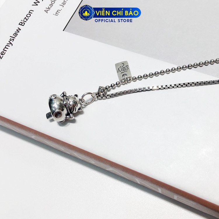 Dây chuyền bạc nữ Mặt Mèo thần tài may mắn Neko bạc Thái 925 thời trang phụ kiện trang sức nữ Viễn Chí Bảo D000137