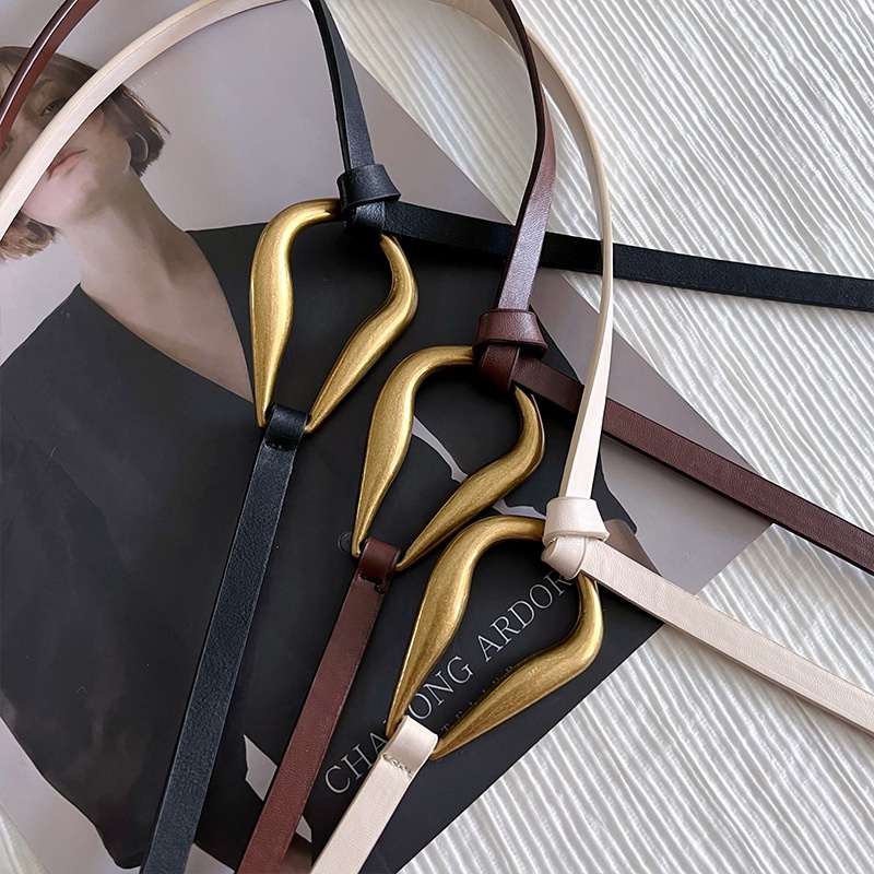 Thắt Lưng Da PU Mỏng Khóa Kim Loại Thời Trang Cho Nữ