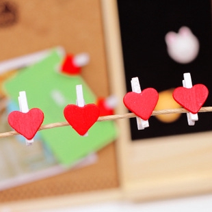 Set 10 Kẹp Gỗ Hình Trái Tim Phong Cách Hàn Quốc