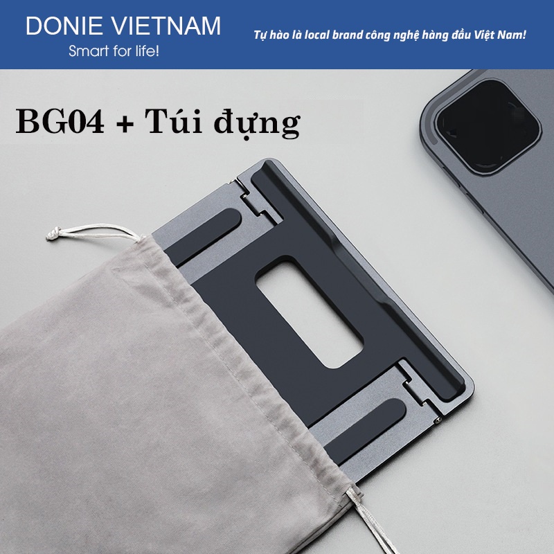 Giá Đỡ Tản Nhiệt Ipad, Laptop Bằng Nhôm Gấp Gọn Kê Cao Máy Tuỳ Chỉnh Độ Cao BG04