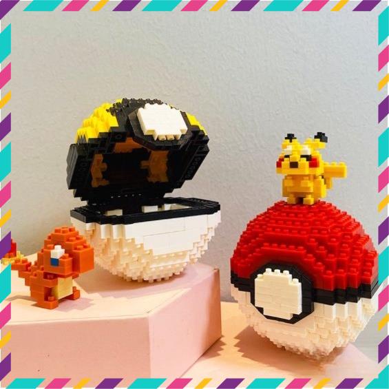 Đồ Chơi Lắp Ráp Quả Cầu Pokemon, Bộ Nhân Vật Đa Dạng Pikachu, Hitokage,  Đồ Chơi Sáng Tạo Cho Bé