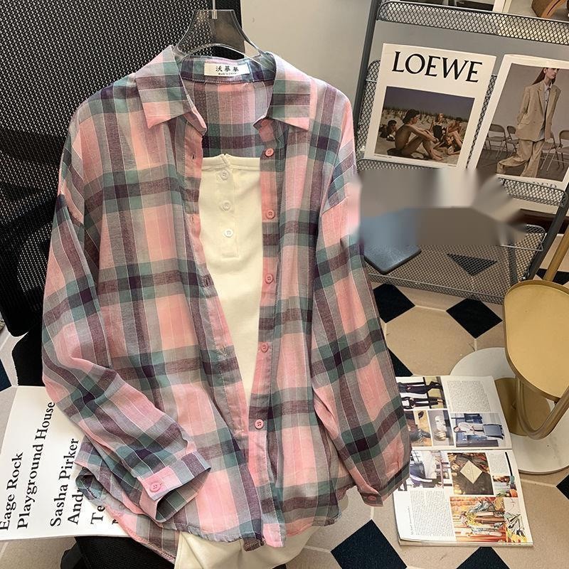 Áo Sơ Mi Dáng Rộng Sọc Ca Rô Thời Trang Hong Kong Cá Tính