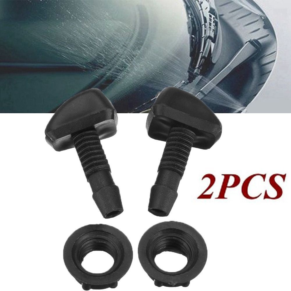Set 2 vòi xịt nước rửa kính chắn gió xe hơi bằng nhựa màu đen