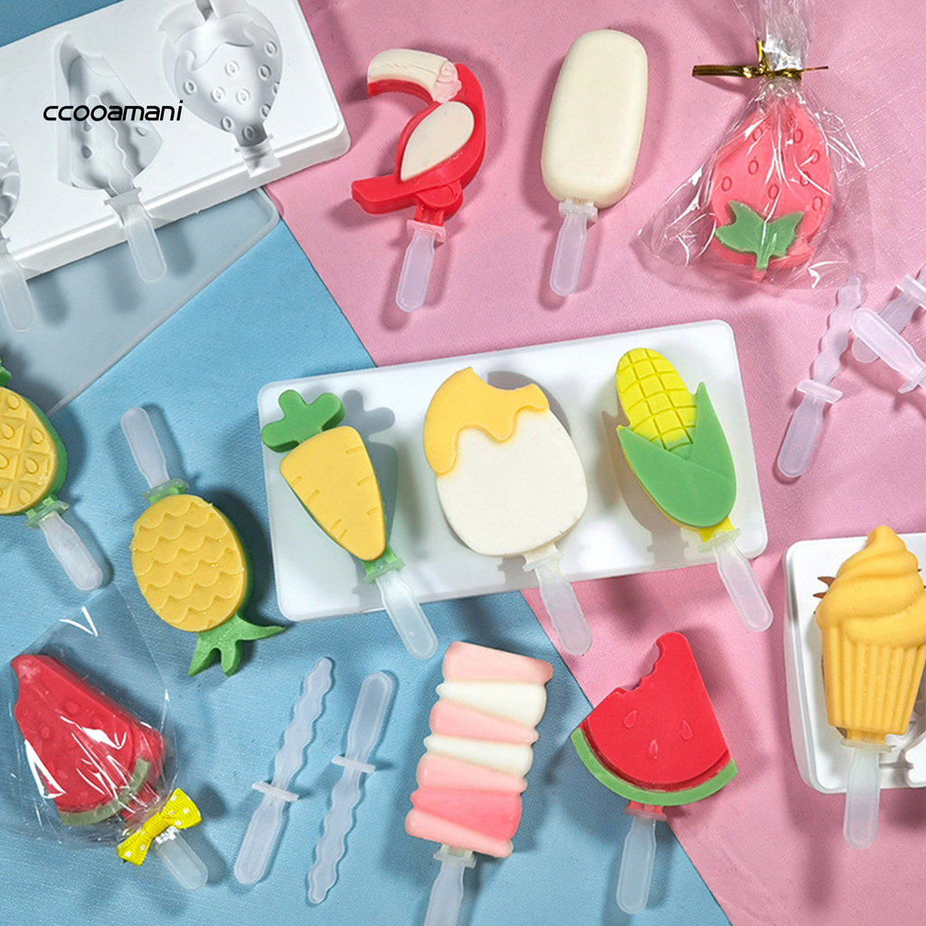 CC Ice Cream Mold Food Grade No Odor Cartoon Pattern Handmade Ice Pop Mould for Kids