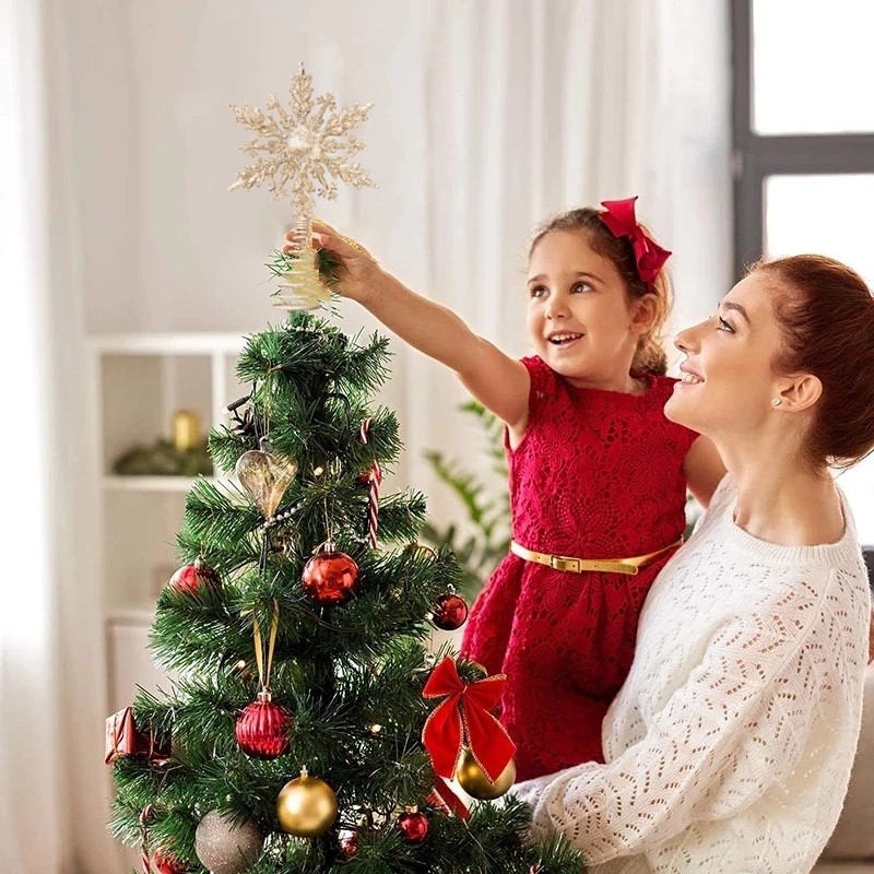 Ngôi Sao Năm Cánh Lấp Lánh Màu Vàng / Bạc Trang Trí Cây Thông Giáng Sinh / Năm Mới