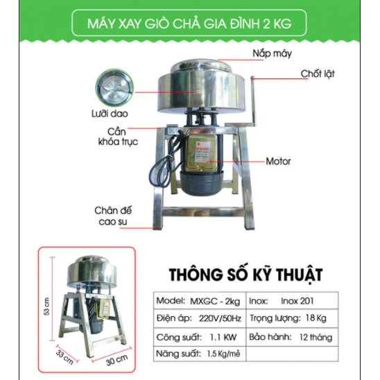 Máy xay giò chả GĐ 2kg