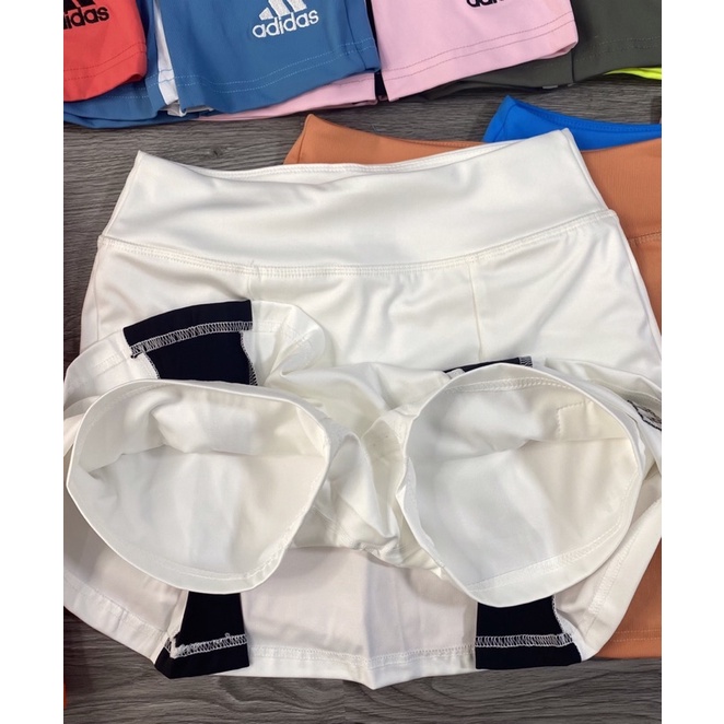 Váy tennis xếp ly phối màu 2 lớp có túi trong thể thao tập gym yoga nữ vải poly 2 da siêu cấp