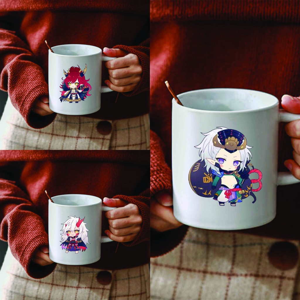 Cốc sứ trắng in hình ÂM DƯƠNG SƯ Onmyoji game anime chibi dễ thương xinh xắn