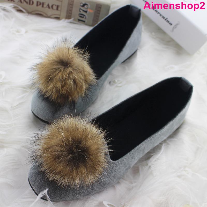 Giày Lười Da Lộn Phối Nhung Đế Bằng Kiểu Hàn Quốc Thời Trang Mùa Thu Cho Nữ 2021 Size 35~43