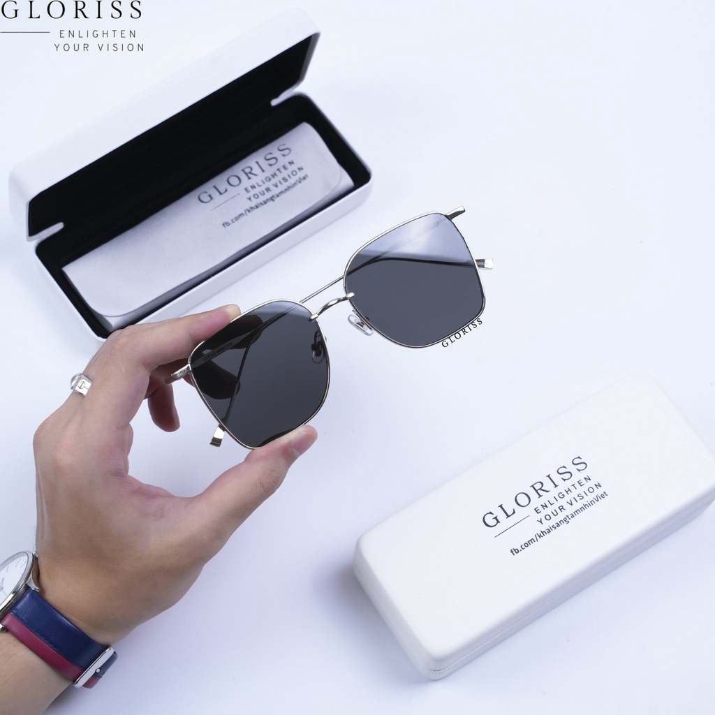 Mắt kính râm nam nữ thời trang - GLORISS REME 02 chống nắng, chống tia UV, gọng Titan siêu bền bỉ