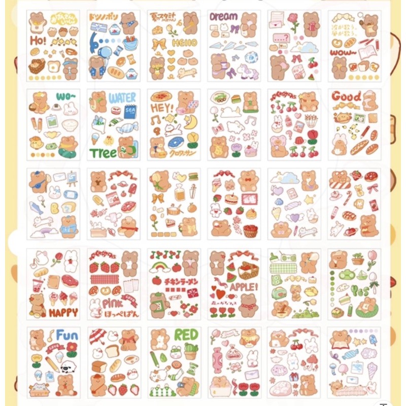 Hộp 30 tờ stickers nhiều chủ đề dùng để trang trí DIY