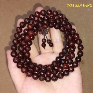 Vòng tay chuỗi hạt gỗ tử đàn đỏ lá nhỏ, nhiều sao - Chuỗi 108 hạt gỗ tiểu diệp tử đàn size hạt 6mm và 8mm