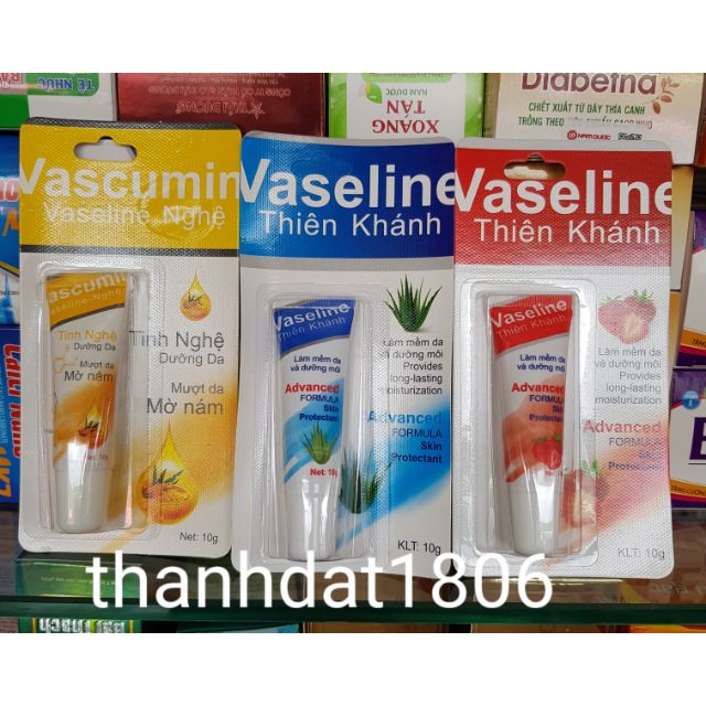 Vaseline thiên khánh hương dâu, vaselin nha đam,  nghệ tube 10gr hỗ trợ dưỡng ẩm