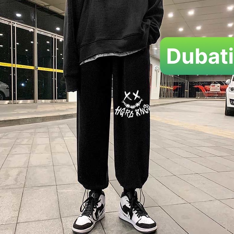 QUẦN JOGGER NAM NỮ UNISEX CHẤT NỈ DÀY DA CÁ ỐNG SUÔNG RỘNG IN HÌNH MẶT CƯỜI PHONG CÁCH SÀNH ĐIỆU NEW - DUBATI FASHION