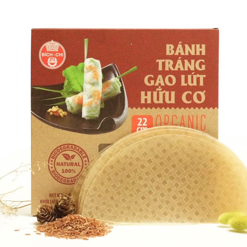 Bánh tráng gạo lứt hữu cơ Bích Chi - Phù hợp ăn kiêng và tốt cho bệnh nhân tiểu đường (200g)