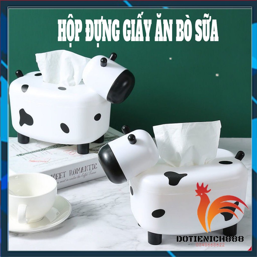 [ẢNH THẬT] [FREESHIP] Hộp Đựng Khăn Giấy Ăn Có Hũ Lọ Đựng Tăm Rút Tiện Lợi Để Bàn Nhựa Đẹp Hình Thú Xinh Bò Sữa