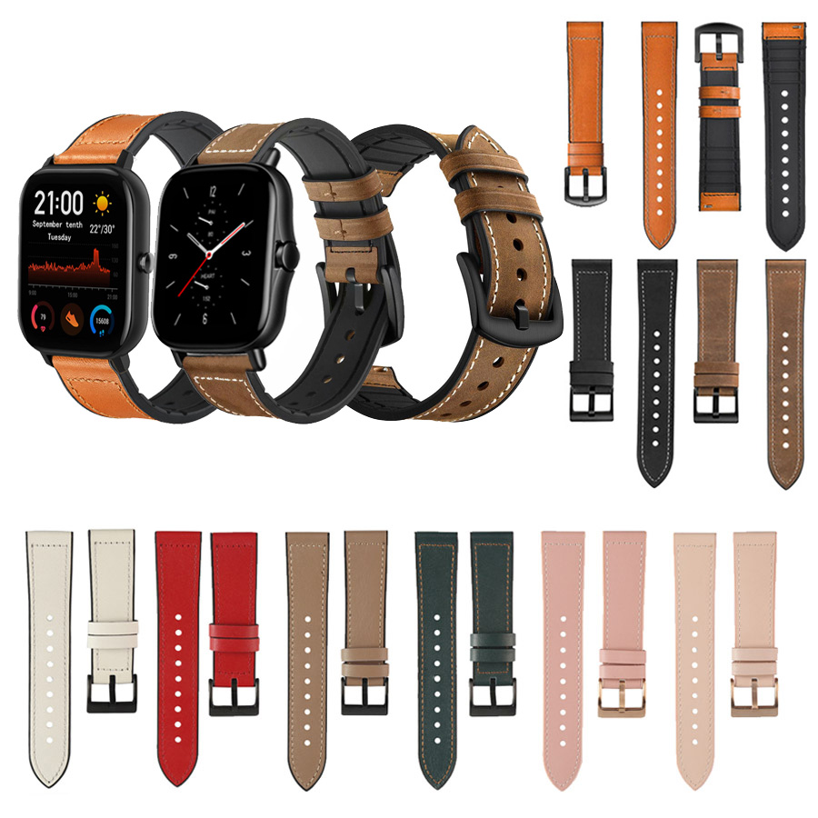Dây Đeo Bằng Da Thật Cho Huami Amazfit GTS4 GTS3 GTS 2e GTS2 mini / Bip Lite / Bip 3 Pro / Bip S Lite / Bip U / Neo / GTR 42mm