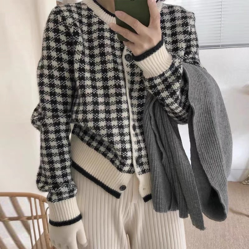 [SẴN] Áo Len Cardigan Caro Xinh (Kèm Ảnh Thật Tự Chụp) | BigBuy360 - bigbuy360.vn