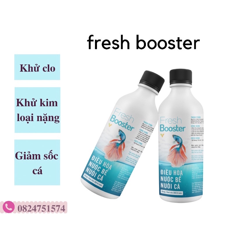 Fresh booster 100ml KHỬ CLO - Điều hoà bể nước - Khử kim loại nặng- Chống sốc cá