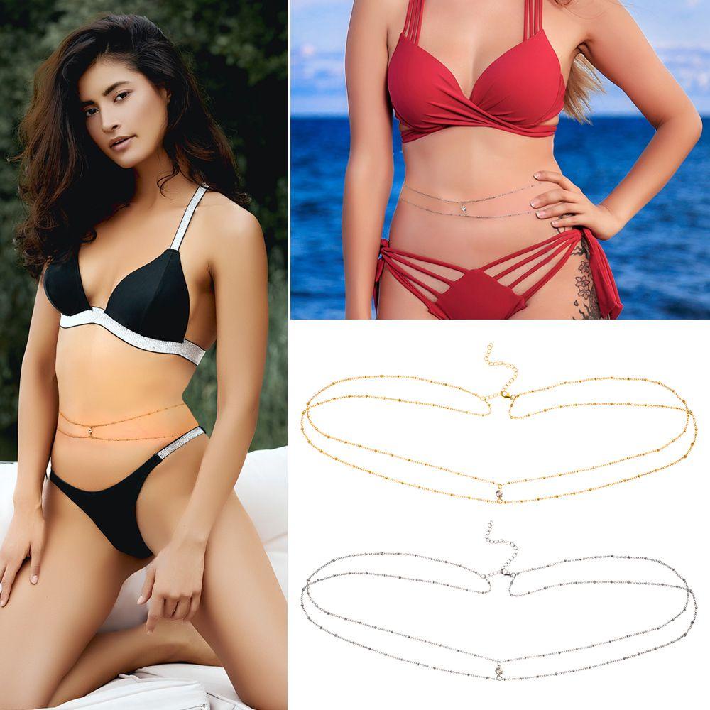 HS Dây Chuyền Cơ Thể Hai Lớp Đính Hạt Đồng Thời Trang Mùa Hè Dành Cho Nữ