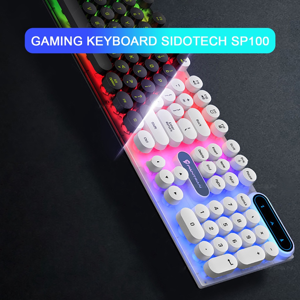 Bàn phím máy tính gaming giả cơ Sidotech SP100 nút tròn Led RGB chống nước chuyên chơi game, làm việc văn phòng