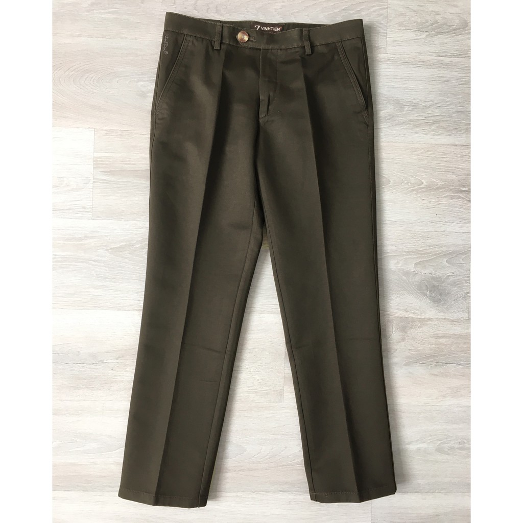 Quần kaki nam 0 ly Classic Vĩnh Tiến vải kẻ tăm 455 - D044, D069
