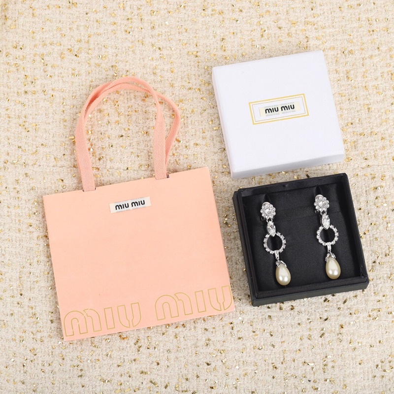 Bông tai ngọc tr đính pha lê swarovski trang sức hoa tai nữ cao cấp MiuMiu