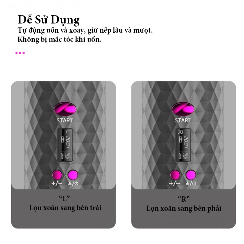 Máy Uốn Tóc Mini Tự Động Xoay Không Dây Cầm Tay - Kiểu Dáng Hiện Đại, Có Kèm Dây Sạc- MT069 - Gia Dụng Tý Tẹo
