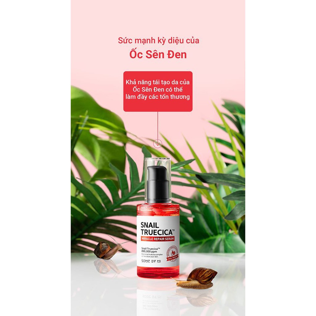 Tinh Chất Some By Mi Mờ Sẹo Mụn, Phục Hồi Da Ốc Sên Đen Snail Truecica Miracle Serum 50ml