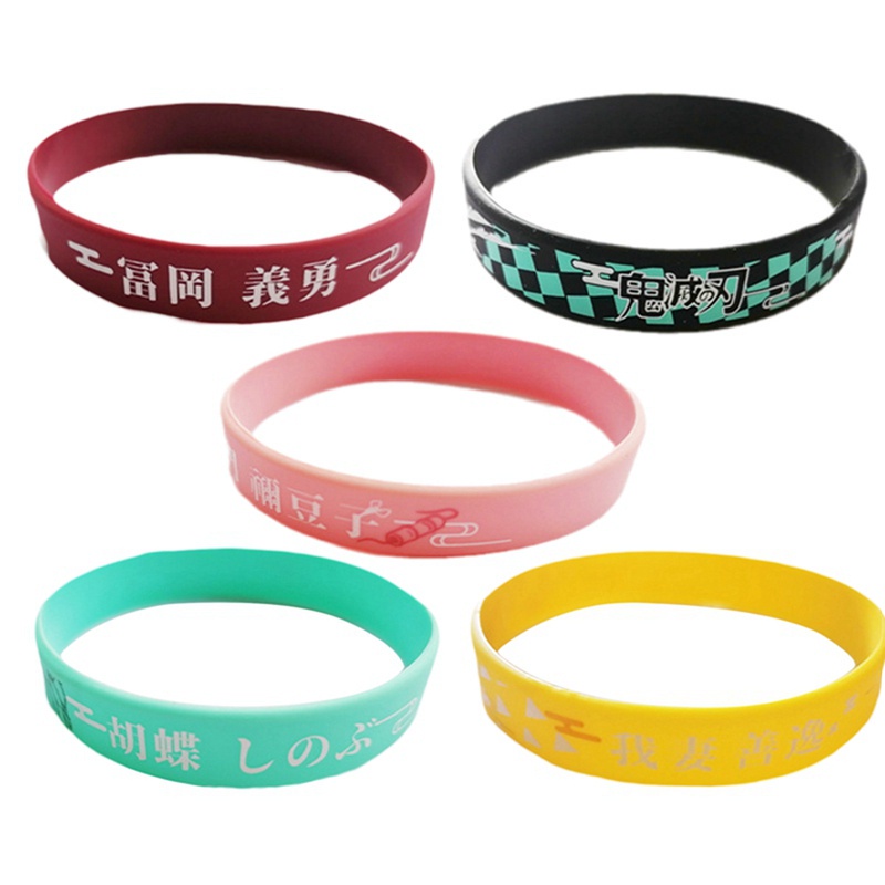 Set 5 vòng đeo tay silicone in hình nhân vật anime Kimetsu No Yaiba