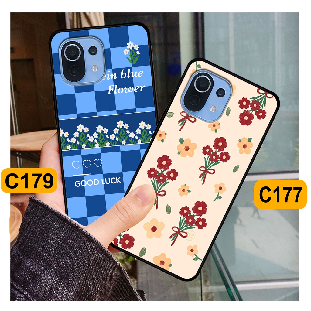 Ốp Xiaomi Mi 11 / Mi 11 Lite in hình hoa cỏ nhẹ nhàng,họa tiết caro xinh xắn.ốp lưng chống sốc
